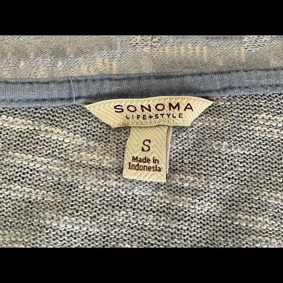 Sonoma Open‎ Front Blue White Slub Knit Cardigan S - Picture 2 of 6
